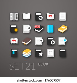 Flat icons set 21 - book collection