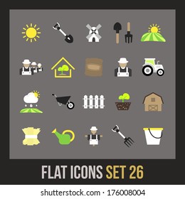 Flat icons set 26 - farm and farming