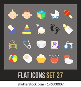 Flat icons set 27 - baby and childhood