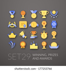 Flat icons set 28 - winning, prizes and awards