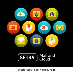 Flat icons set 49 - mail and cloud collection, for phone watch or tablet