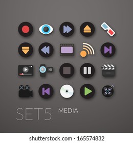 Flat icons set 5 - media collection