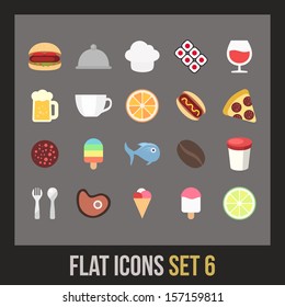 Flat icons set 6 - food and drink collection