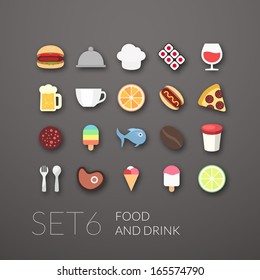 Flat Icons Set 6 - Food And Drink Collection