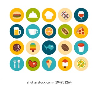 Flat icons set 6 - food and drink collection