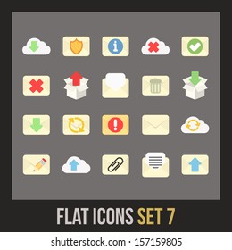 Flat icons set 7 - mail and cloud collection