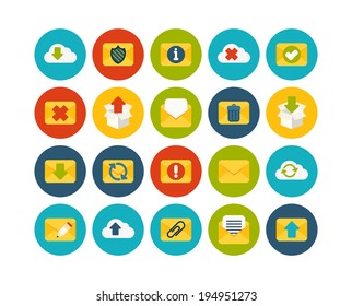 Flat icons set 7 - mail and cloud collection