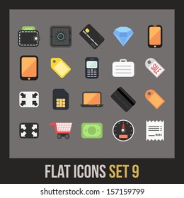 Flat icons set 9 - shopping and finance collection