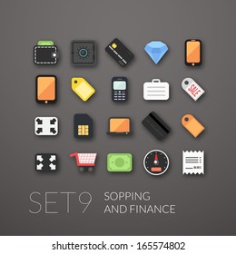 Flat icons set 9 - shopping and finance collection