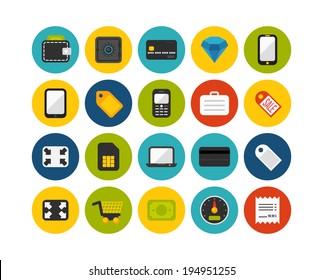 Flat icons set 9 - shopping and finance collection