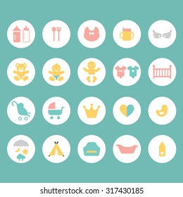 Flat icons set - Baby