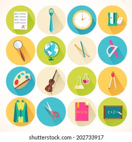 flat icons set of back to school concept. Vector illustration design