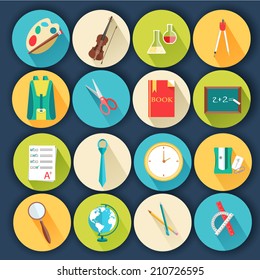 flat icons set of back to school concept. Vector illustration design