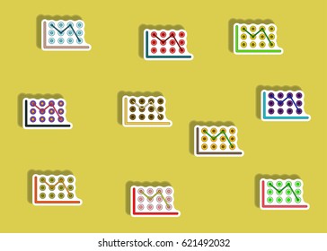 flat icons set of business statistics concept in paper sticker style. infographic items