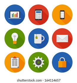 Flat Icons Set. Business. Vector