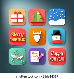 Flat icons set. Christmas theme