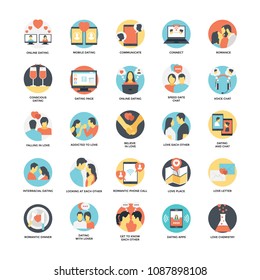 
Flat Icons Set of Dating
