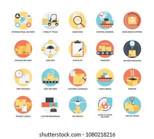 
Flat Icons Set of Delivery and Shipping
