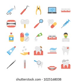 
Flat Icons Set of Dental Icons
