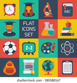 Flat icons set for design, web and mobile application