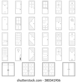 Flat icons set of different door. Vector EPS10 illustration 