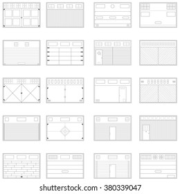 Flat Icons Set Of Different Garage Door. Vector EPS10 Illustration 