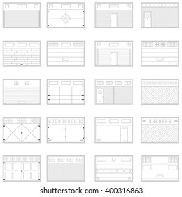 Flat icons set of different garage door. Vector EPS10 illustration 