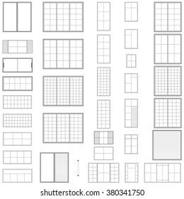 Flat icons set of different windows. Vector EPS10 illustration 