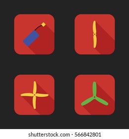 Flat icons set of drones parts