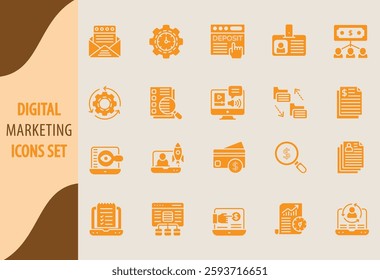 Flat Icons Set of E-commerce and Digital Marketing Services