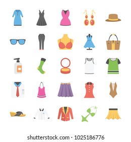 
Flat Icons Set of Fashion
