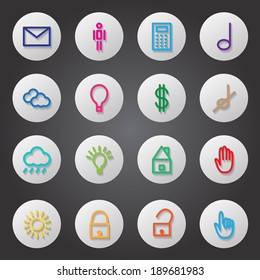Flat Icons Set - Isolated On Black Background - Vector Illustration, Graphic Design Editable For Your Design