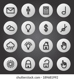 Flat Icons Set - Isolated On Black Background - Vector Illustration, Graphic Design Editable For Your Design