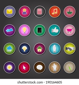 Flat Icons Set - Isolated On Black Background - Vector Illustration, Graphic Design Editable For Your Design. Icons For Web And App 