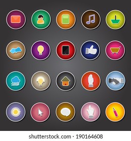 Flat Icons Set - Isolated On Black Background - Vector Illustration, Graphic Design Editable For Your Design. Icons For Web And App 