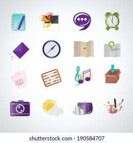 Flat Icons Set - Isolated On Gray Background - Vector Illustration, Graphic Design Editable For Your Design. Icons For Web And App