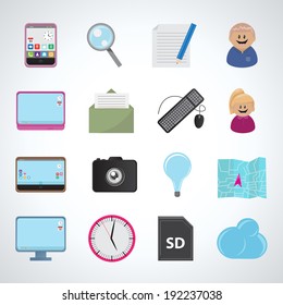 Flat Icons Set - Isolated On Gray Background - Vector Illustration, Graphic Design Editable For Your Design. Icons For Web And App 