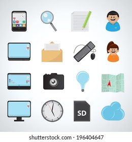 Flat Icons Set - Isolated On Gray Background - Vector Illustration, Graphic Design Editable For Your Design. Icons For Web And App