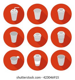 flat icons set isometric 3d plastic Cup in vector format eps10