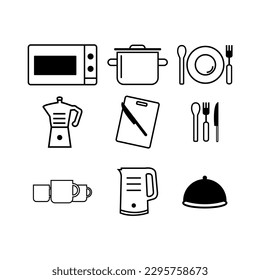 Flat icons set of kitchen appliances on a white background