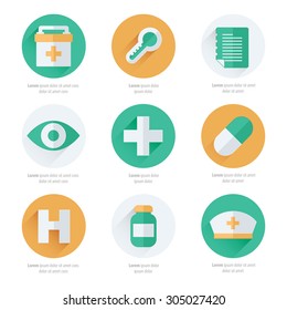 Flat icons set of medical tools
