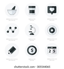 Flat icons set of medical tools and health care black and white color