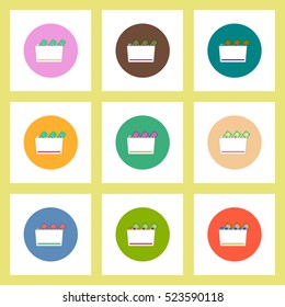 flat icons set of money in the folder concept on colorful circles
