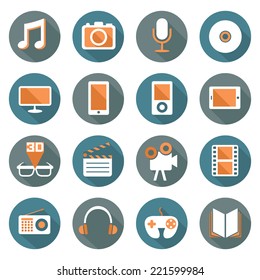 Flat icons set : Multimedia & Entertainment Objects
