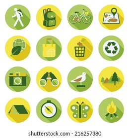 Flat Icons Set : Nature & Eco, Trips & Travel