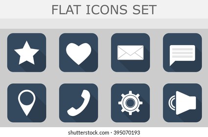 Flat icons set on grey background