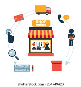 flat icons set of online shopping internet  infographic  element