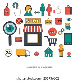 flat icons set of online shopping internet  infographic design e