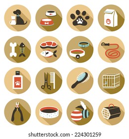 Flat icons set : Pet, Cat & Dog Object