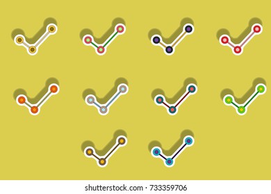 flat icons set of progress statistics concept in paper sticker style. infographic items
